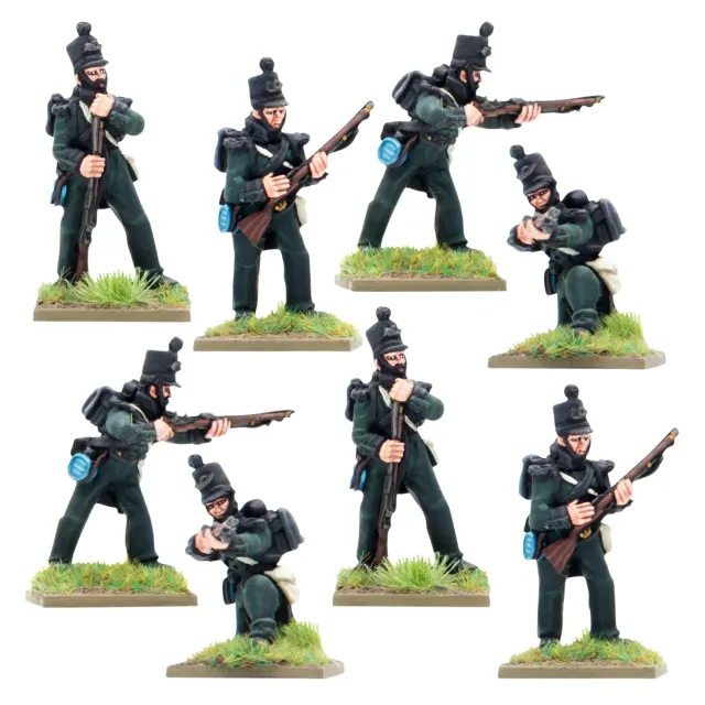 Black Powder Crimean War British Rifle Brigade in shakos figurines métal