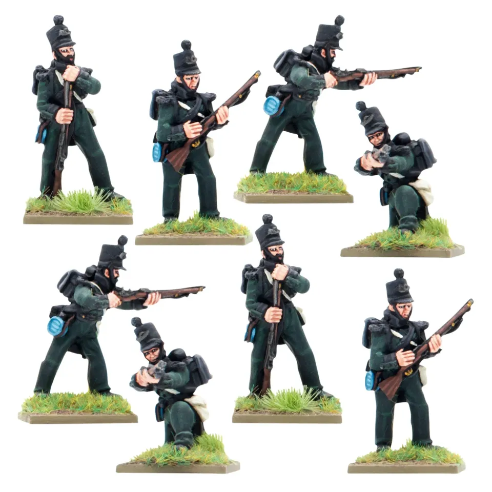 Black Powder Crimean War British Rifle Brigade in shakos figurines métal