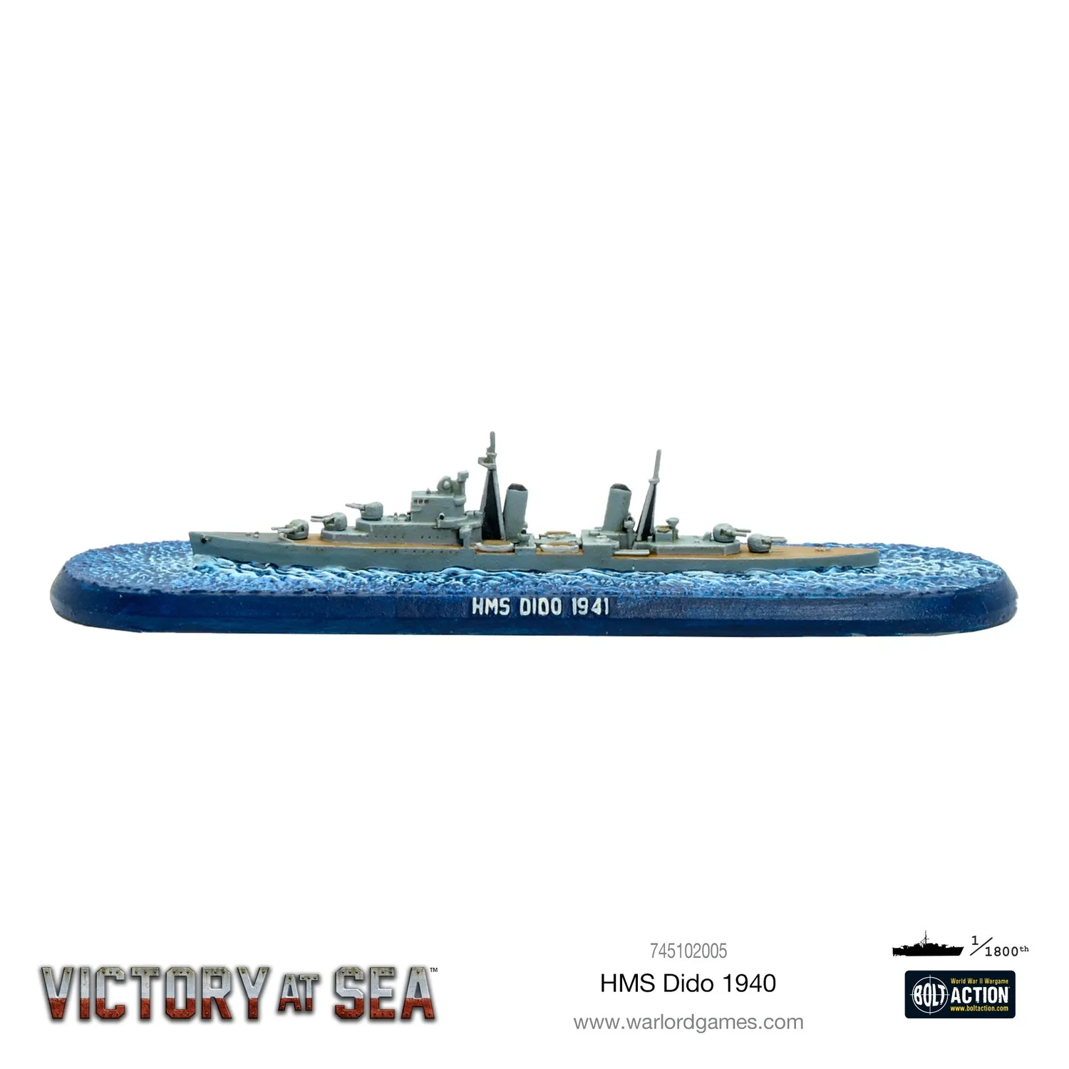 Bolt Action Victory at Sea HMS Dido miniature croiseur métal