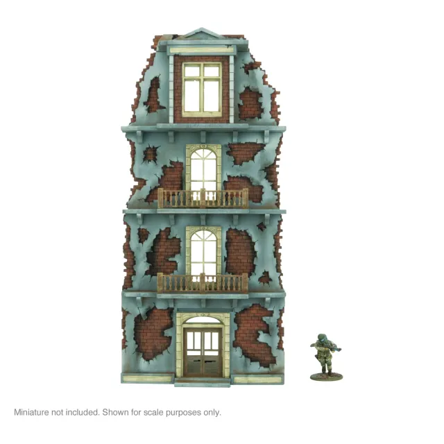 Bolt Action City in Ruins - 4 Storey Building Facade (1) décor MDF ruiné