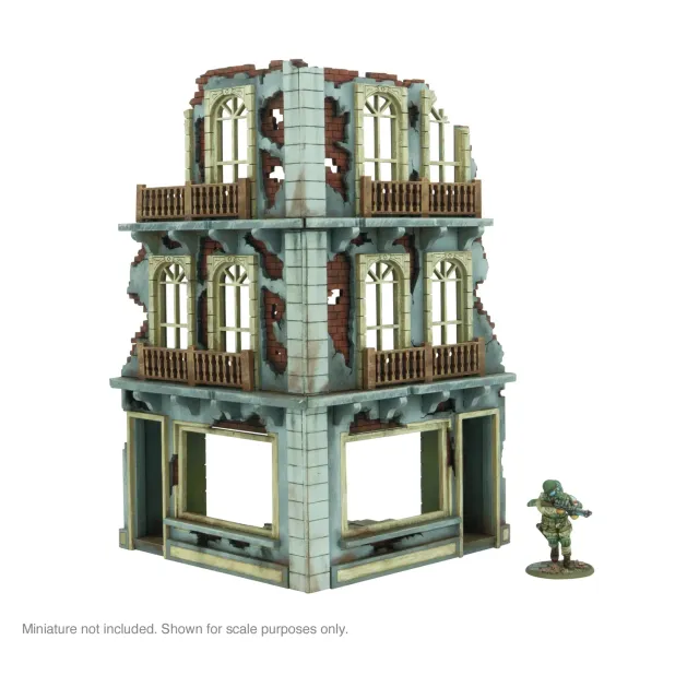 Bolt Action City in Ruins 3 Storey Corner bâtiment ruiné MDF modulaire