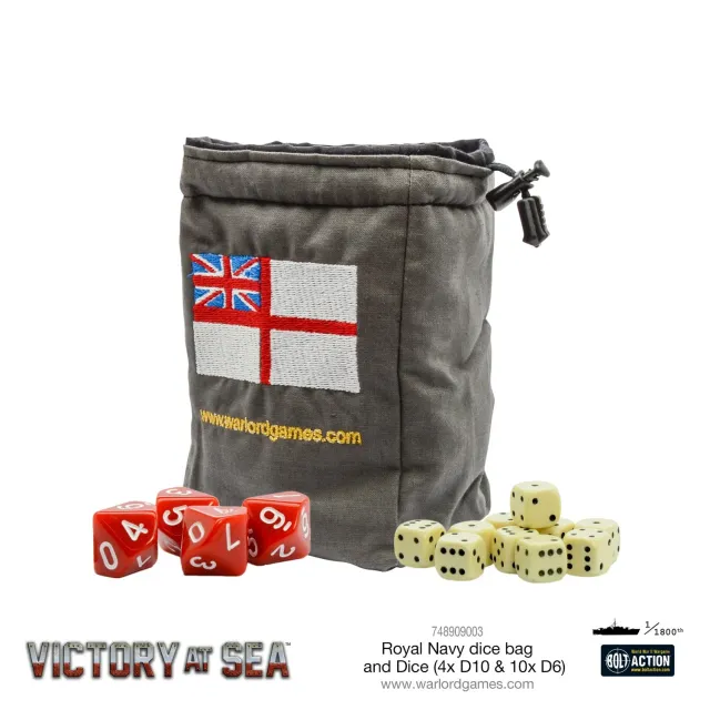 Victory at Sea Royal Navy lot dés et sac 14 pièces