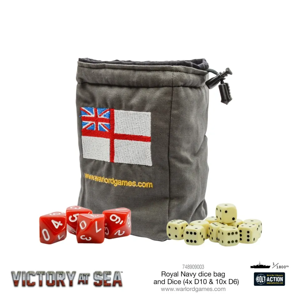Victory at Sea Royal Navy lot dés et sac 14 pièces