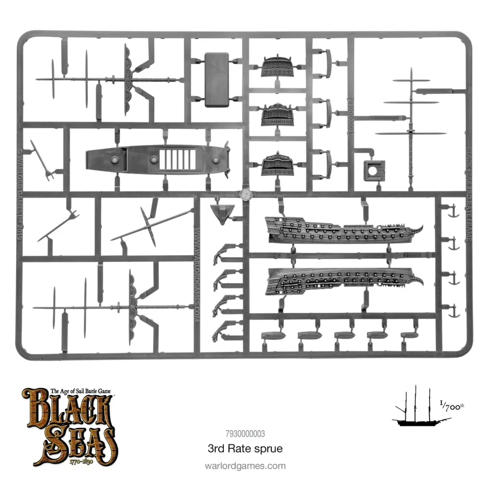 Bolt Action Black Seas 3rd Rate Sprue grappe plastique 1 pièce sans voiles