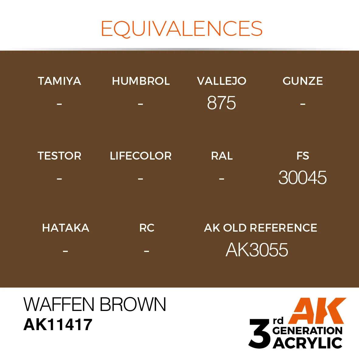 AK Interactive 3rd Gen Waffen Brown peinture acrylique 17 ml marron