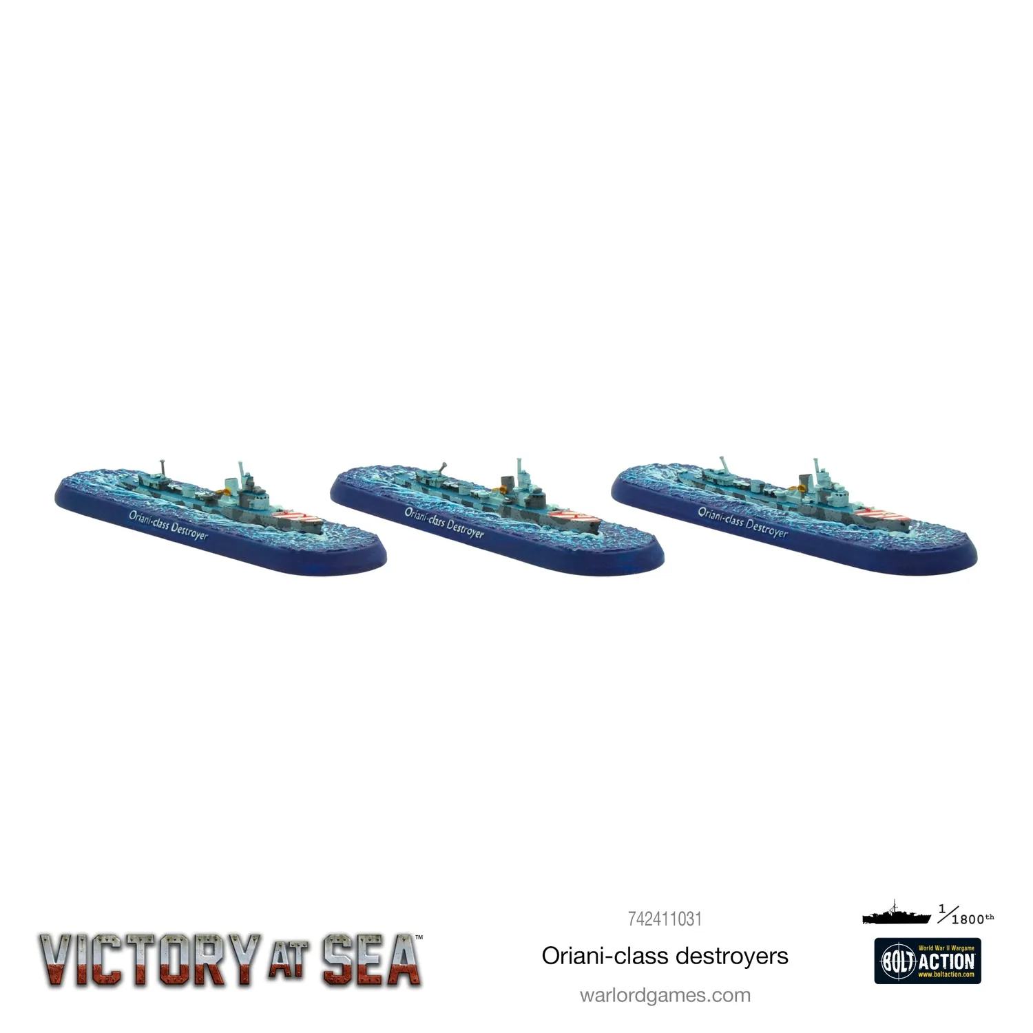 Victory at Sea Oriani Destroyers figurines x3 métal
