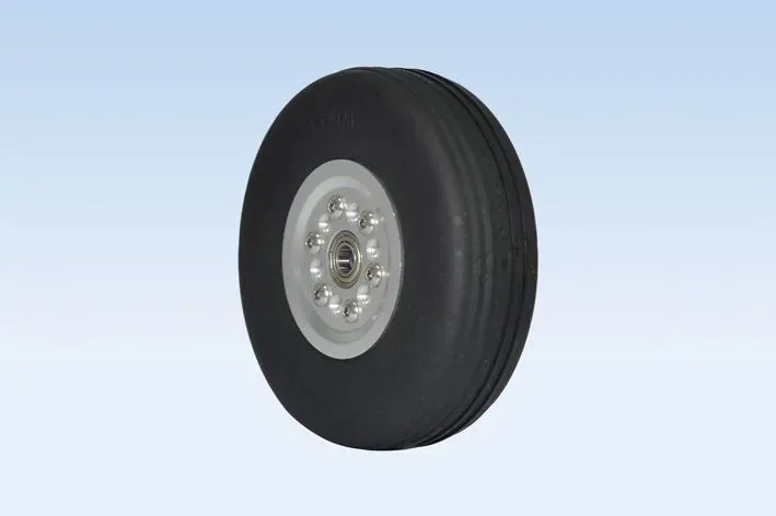 Black Horse roue caoutchouc avion RC 85 mm avec moyeu