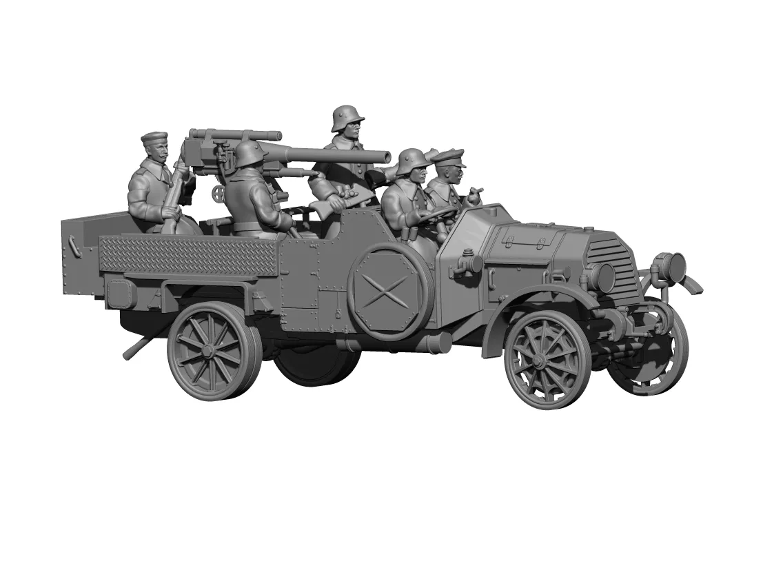 Des Tranchées aux Barricades Daimler-Krupp Plattformwagen Flak 7,7cm résine