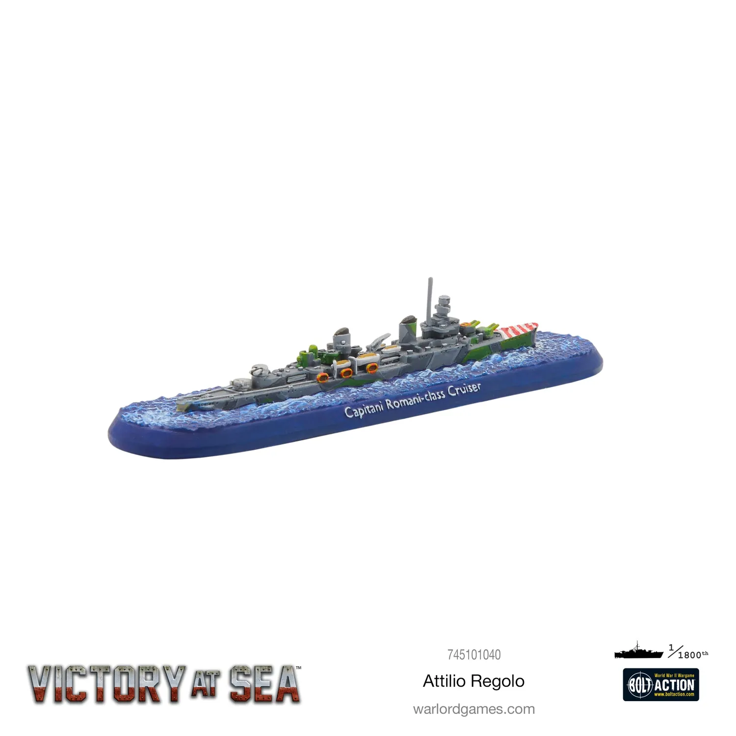 Bolt Action Victory at Sea Attilio Regolo croiseur résine