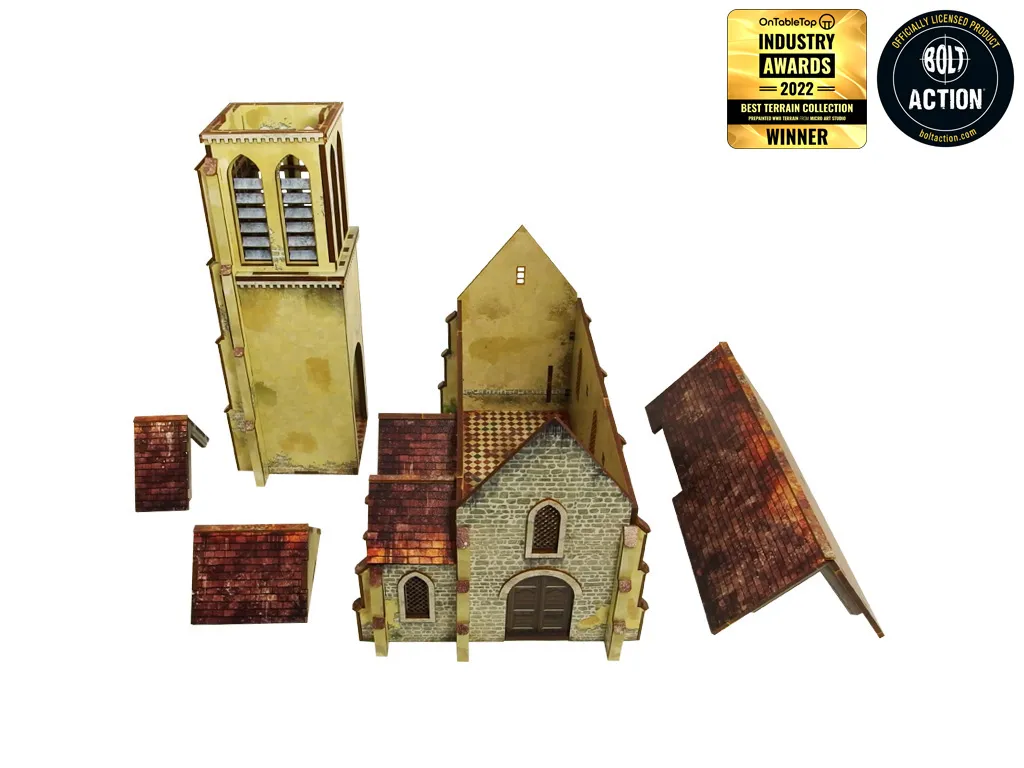 Des Tranchées aux Barricades Église 28mm décor MDF toits amovibles