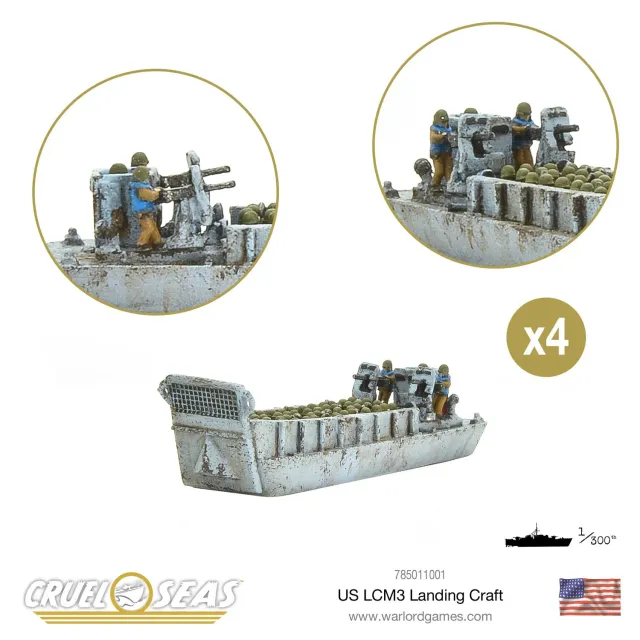 Bolt Action Cruel Seas LCM3 péniche débarquement métal x4