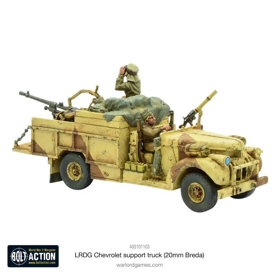 Bolt Action LRDG Chevrolet support truck 20mm Breda camion résine métal
