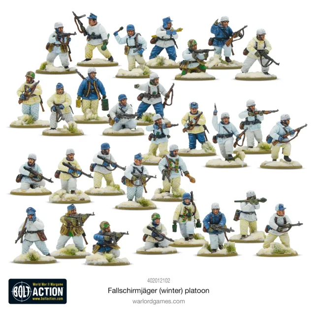 Bolt Action Fallschirmjäger (Winter) Platoon figurines 30 soldats plastique hiver
