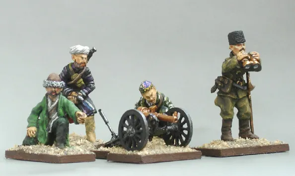 DES TRANCHEES AUX BARRICADES Basmatchis démontés et support figurines 28 mm
