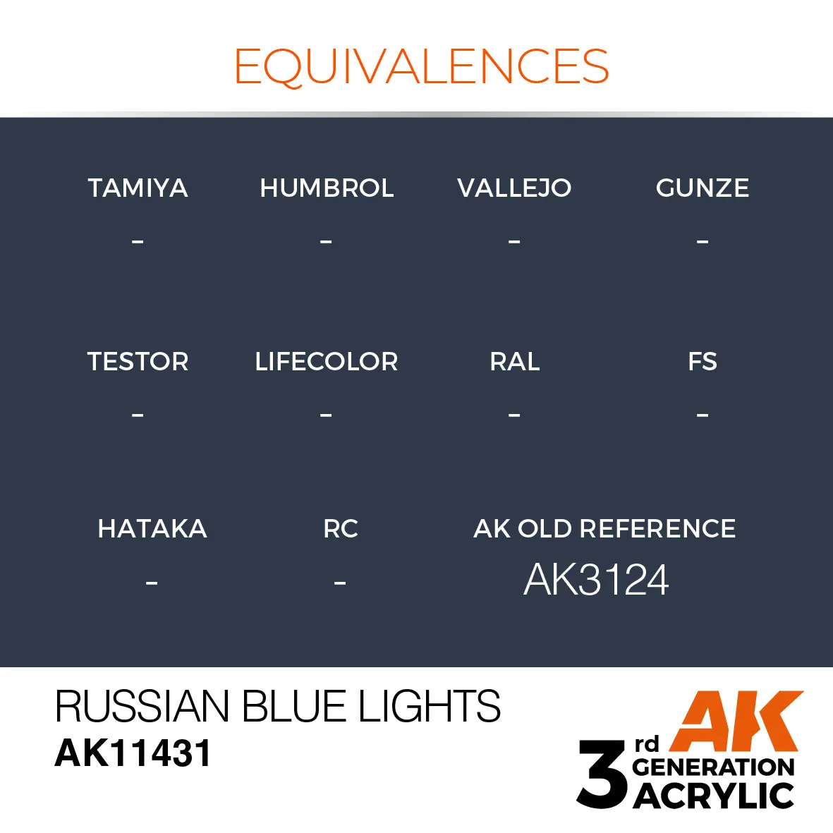 AK Interactive 3Gen Acrylic Russian Blue Lights peinture 17 ml bleue