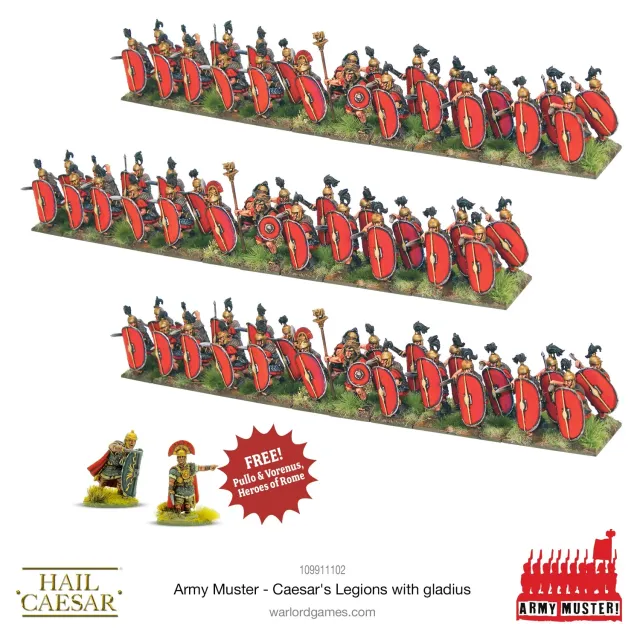 Bolt Action Hail Caesar Army Muster: Caesar's Legions With Gladius figurines romaines 72 pièces plastique