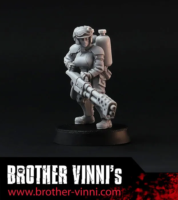 BROTHER VINNI Female Special Weapon Flamethrower figurine 28 mm résine