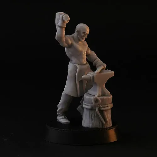 Brother Vinni Forgeron figurine résine 28mm au travail