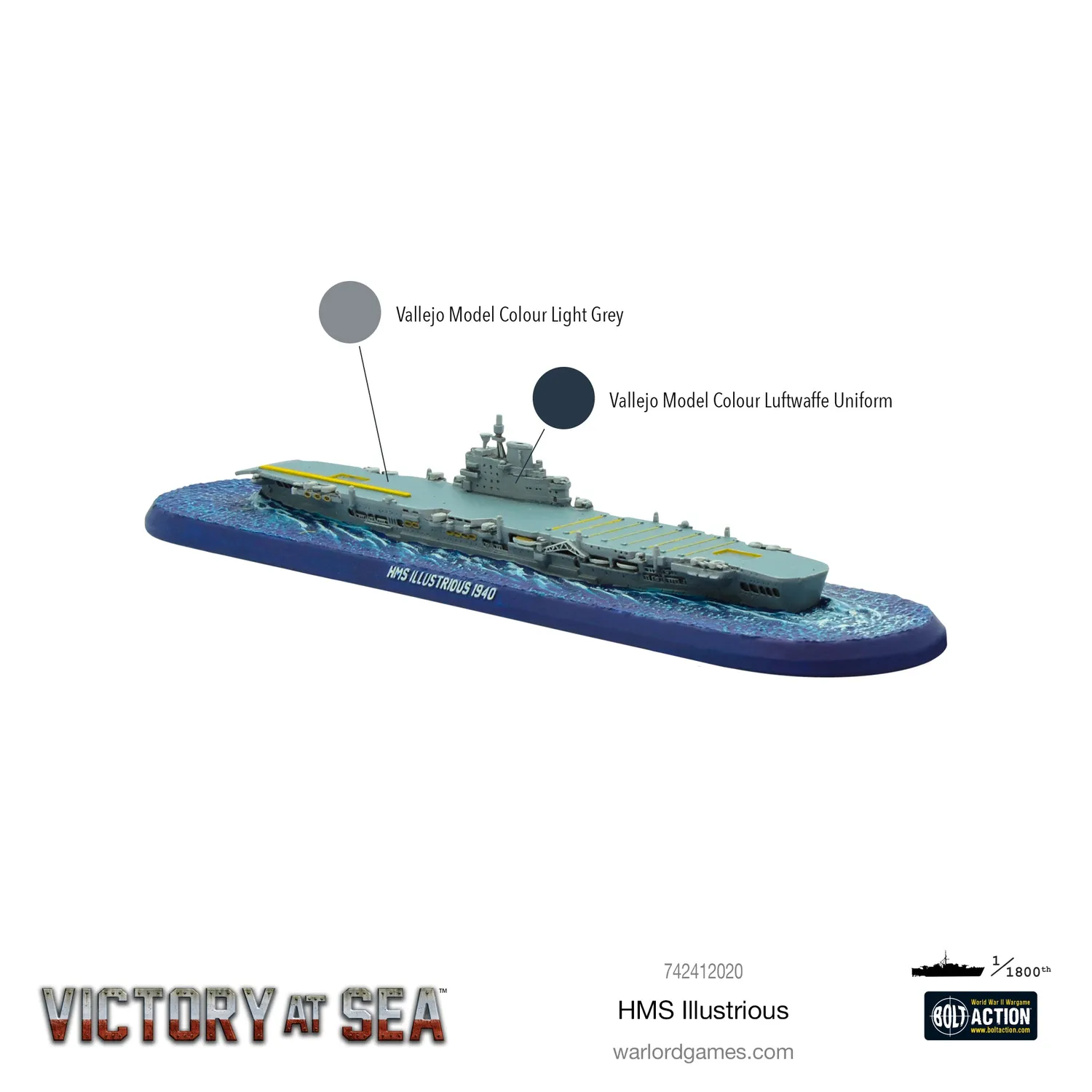 Bolt Action Victory at Sea HMS Illustrious porte-avions résine