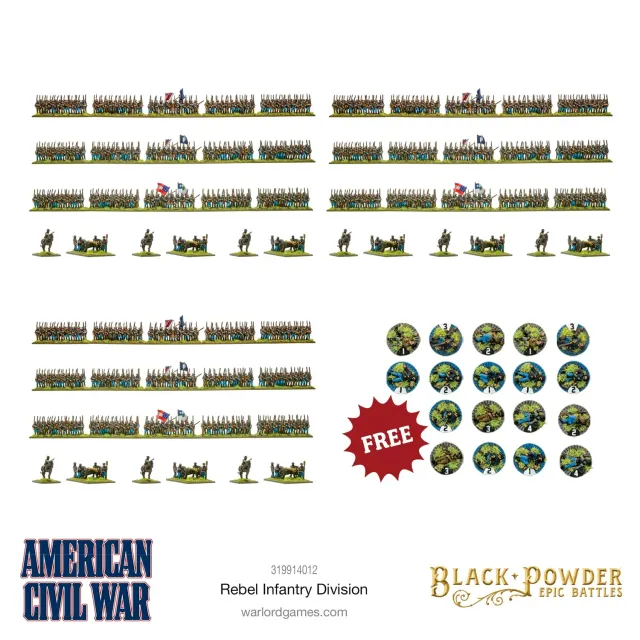 Black Powder Epic Battles American Civil War Rebel Infantry Division figurines