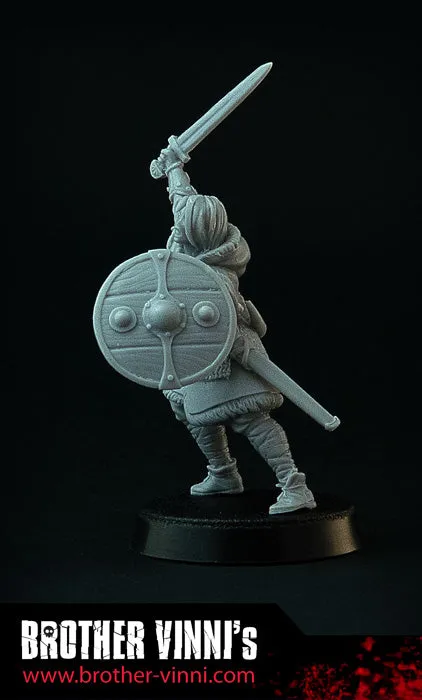 Brother Vinni Shield Maiden Chief figurine résine 28mm viking