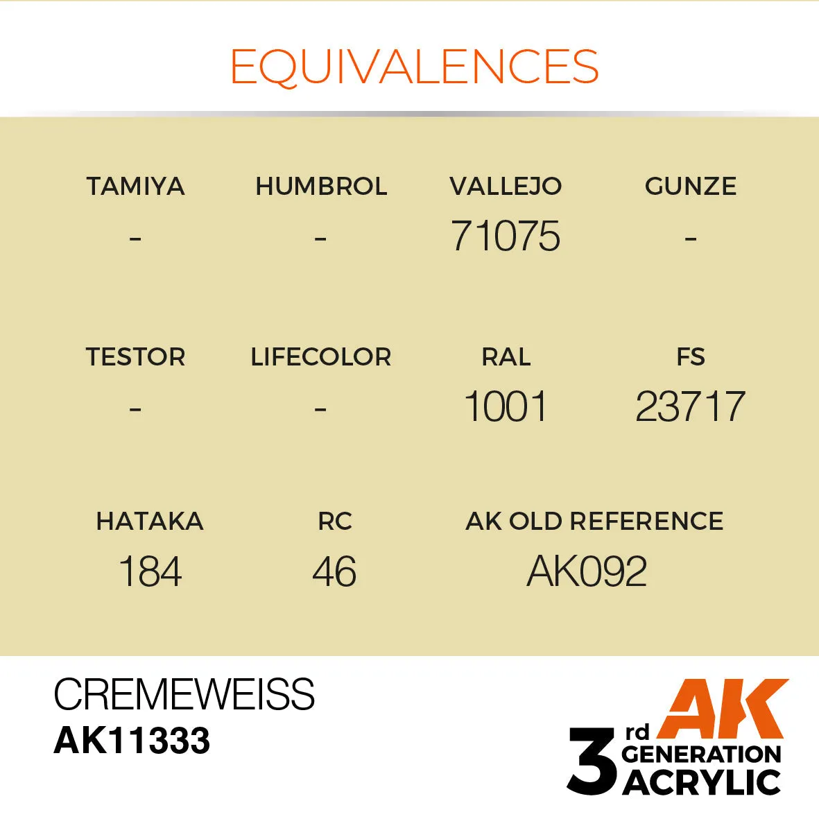 AK Interactive 3Gen Cremeweiss peinture acrylique 17 ml beige