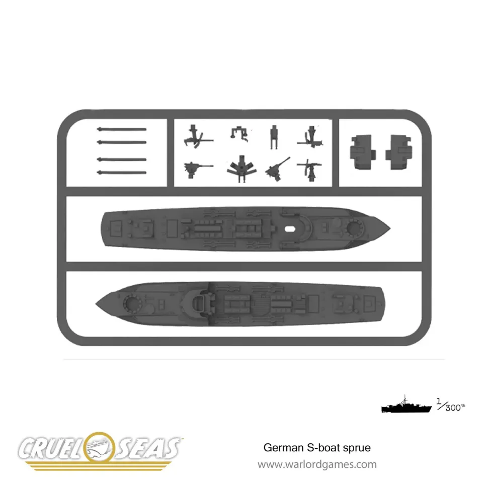 Cruel Seas German S-boat sprue 2 vedettes plastique