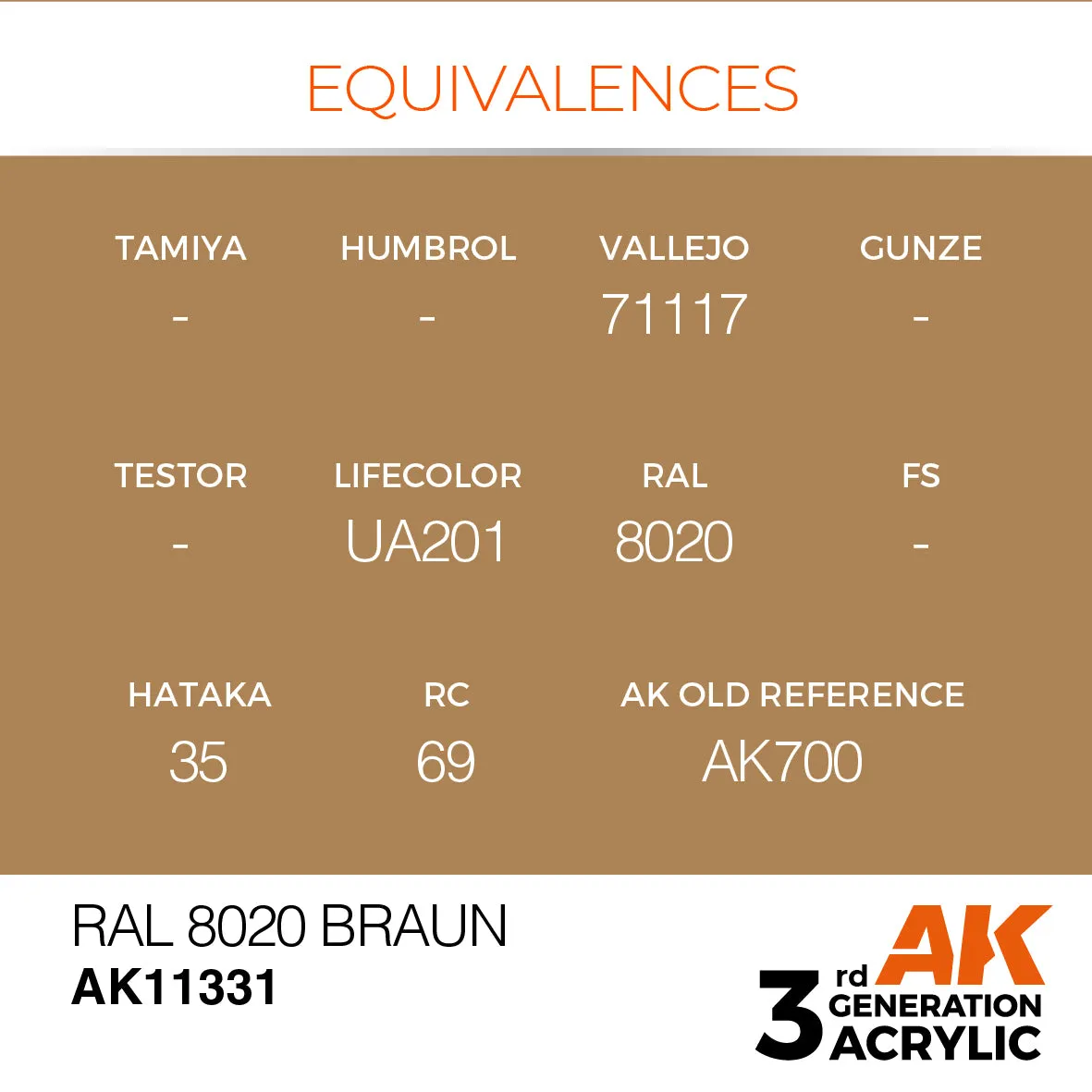 AK Interactive 3Gen RAL 8020 Braun peinture acrylique 17 ml