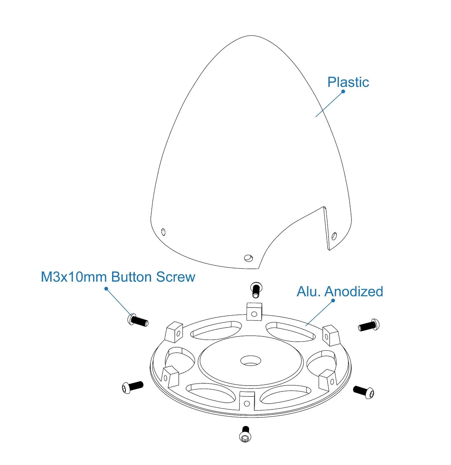Black Horse Model Parabol spinner blanc 115 mm