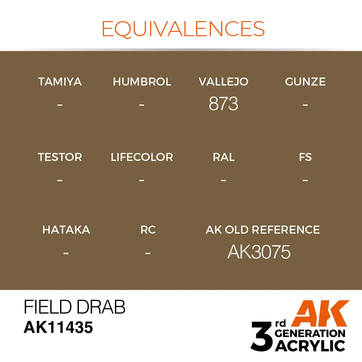 AK Interactive 3Gen Field Drab peinture 17ml marron