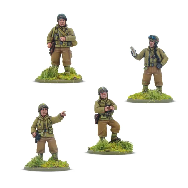 Bolt Action US Army Platoon Commanders figurines officiers résine x4