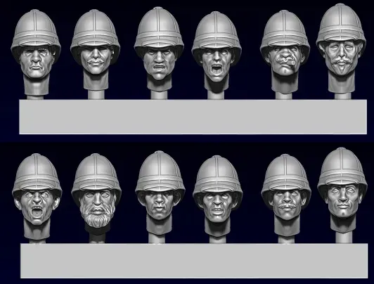 Des Tranchées aux Barricades têtes casques coloniaux fichier STL x12