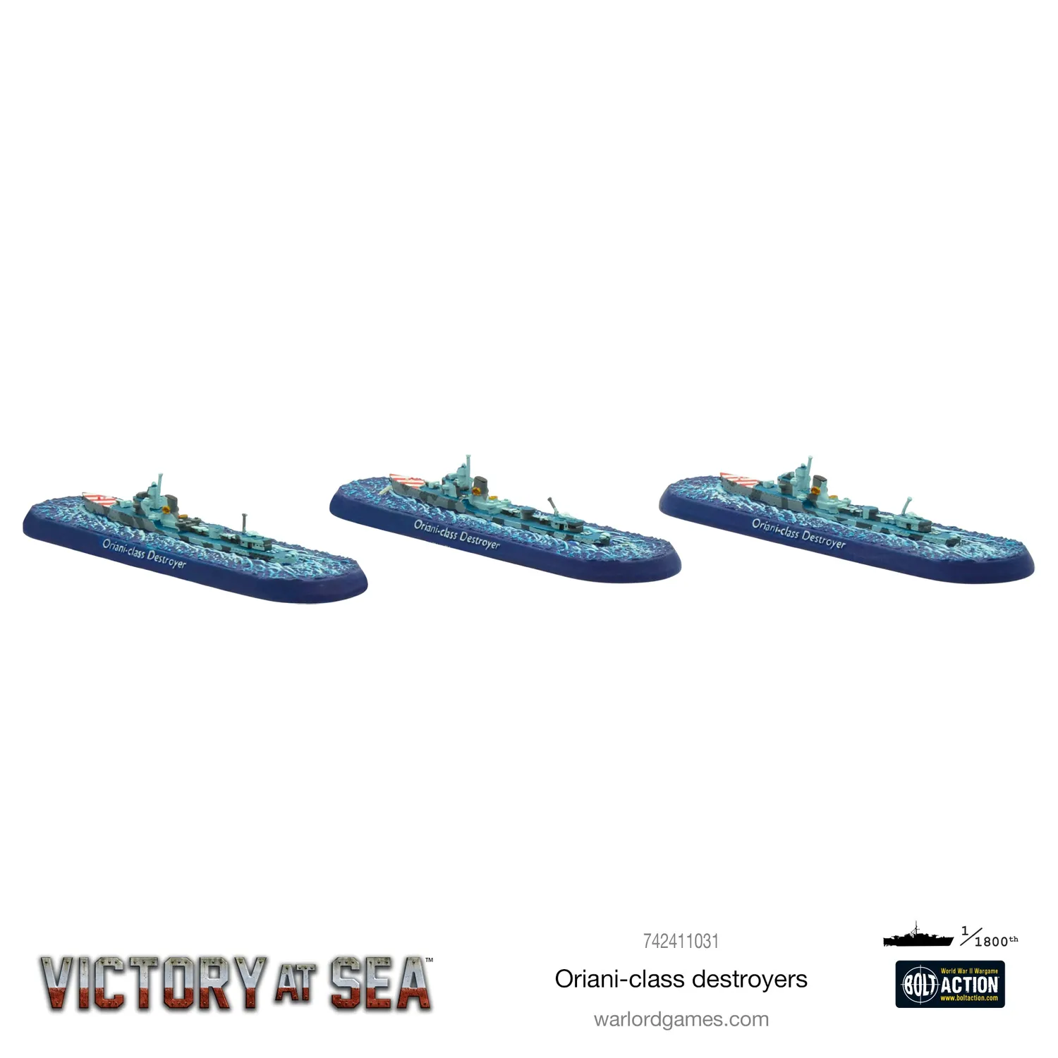 Victory at Sea Oriani Destroyers figurines x3 métal