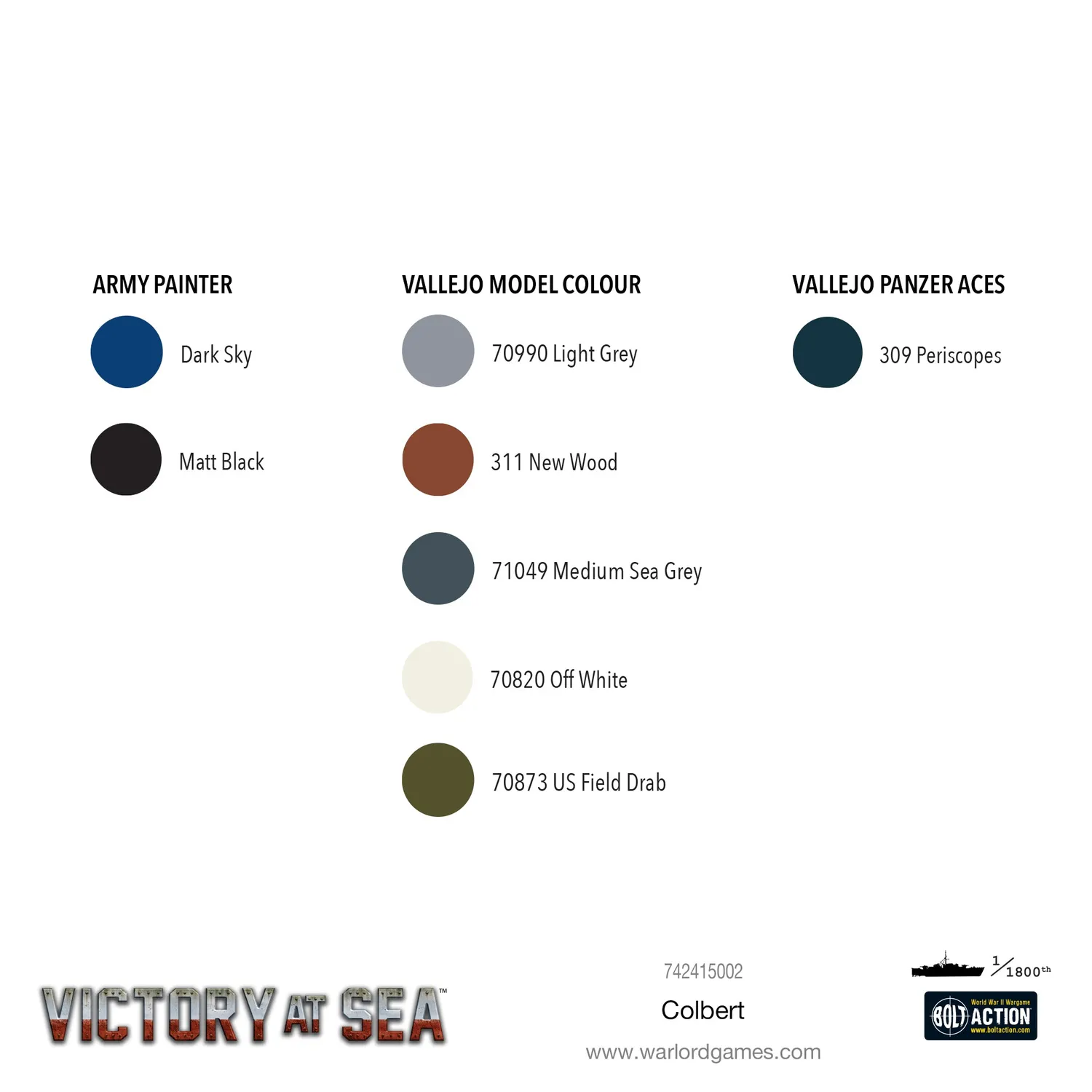 Bolt Action Victory at Sea Colbert navire résine Marine Nationale