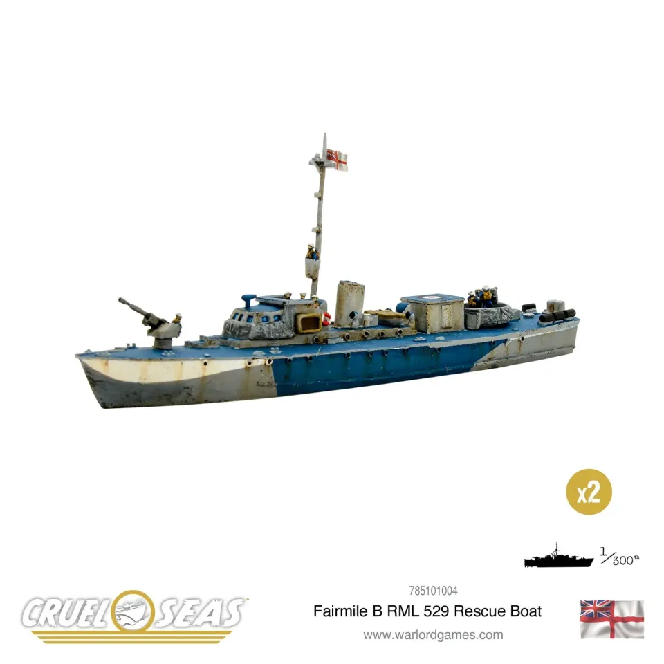 Bolt Action Cruel Seas Fairmile B RML 529 bateau x2 résine métal