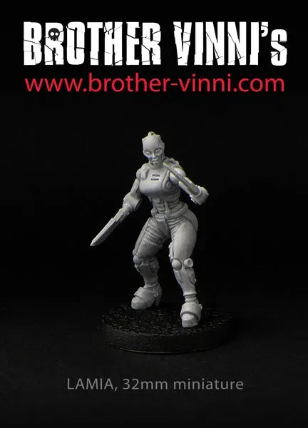Brother Vinni Female Robot figurine résine 28mm non peinte