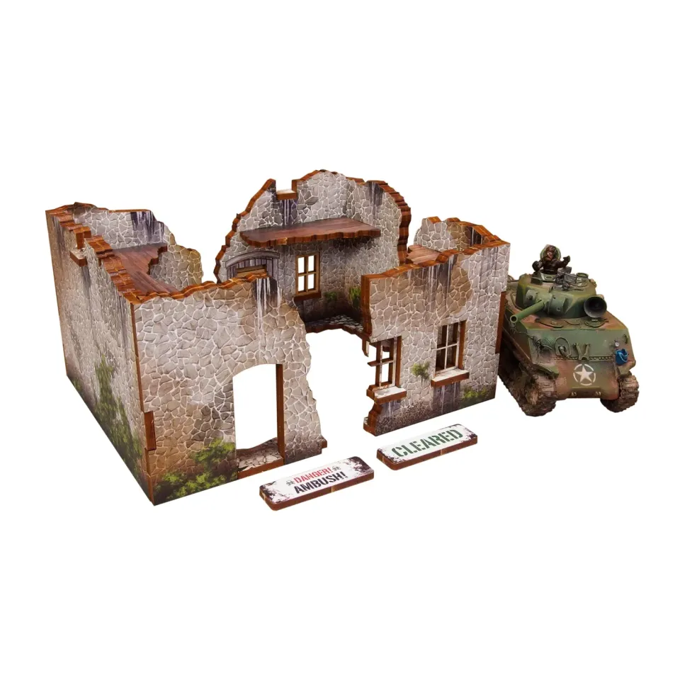 Bolt Action Pre-Painted WW2 Ruin 3 décor ruiné MDF peint avec tokens