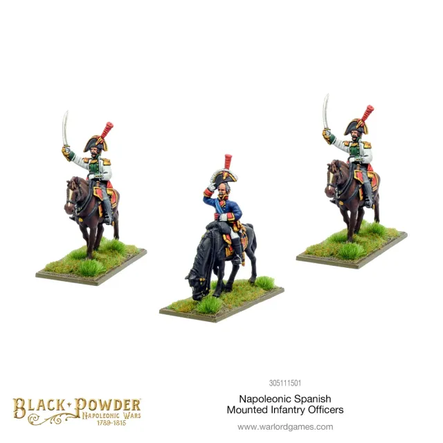 Bolt Action Black Powder officiers espagnols montés figurines