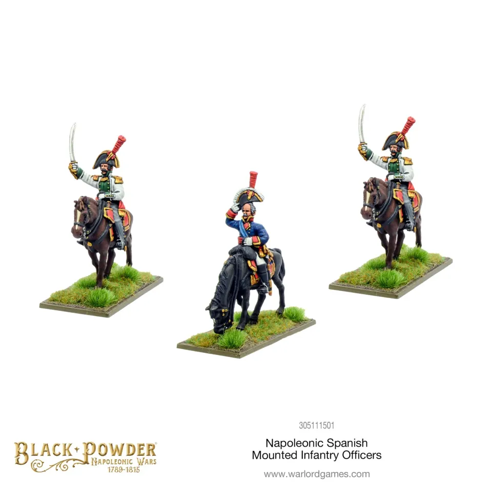 Bolt Action Black Powder officiers espagnols montés figurines