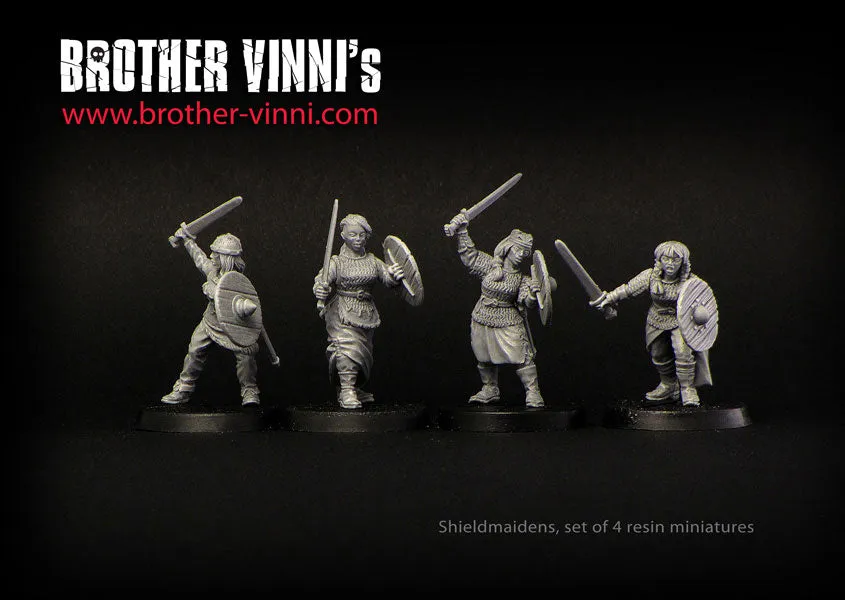 Brother Vinni Shield Maidens lot 4 figurines résine 28mm vikings